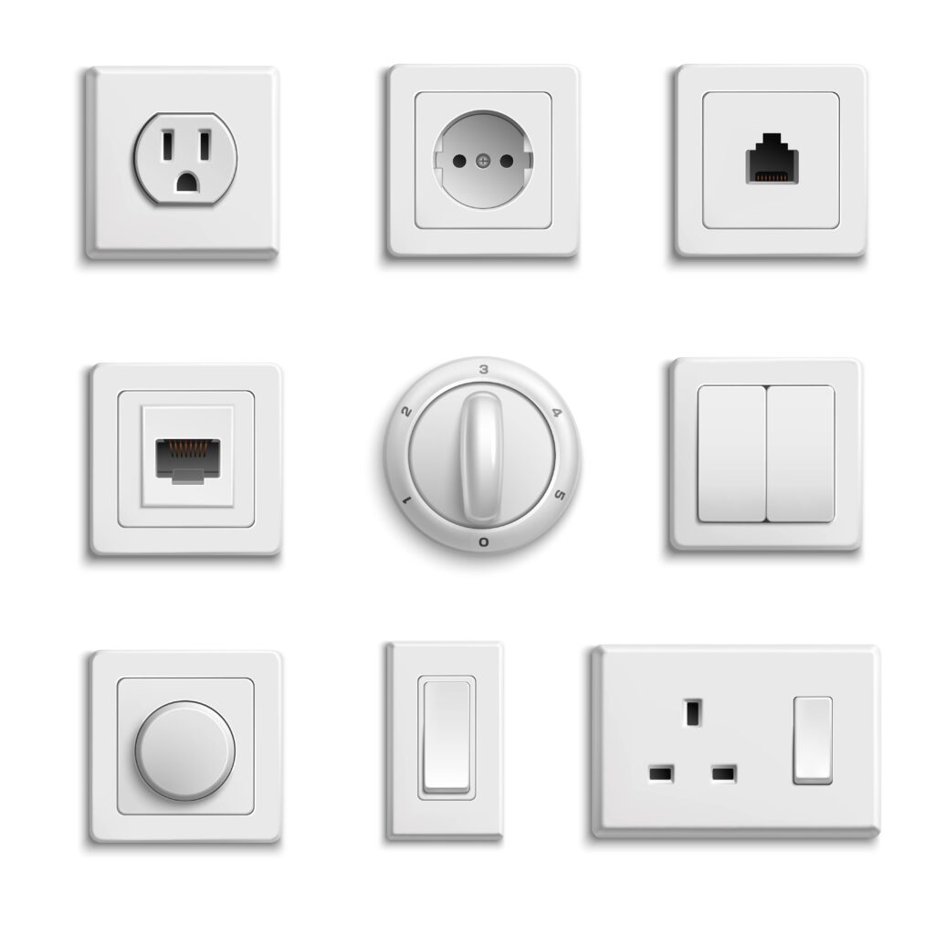Electrical&electronics switches sockets realistic set