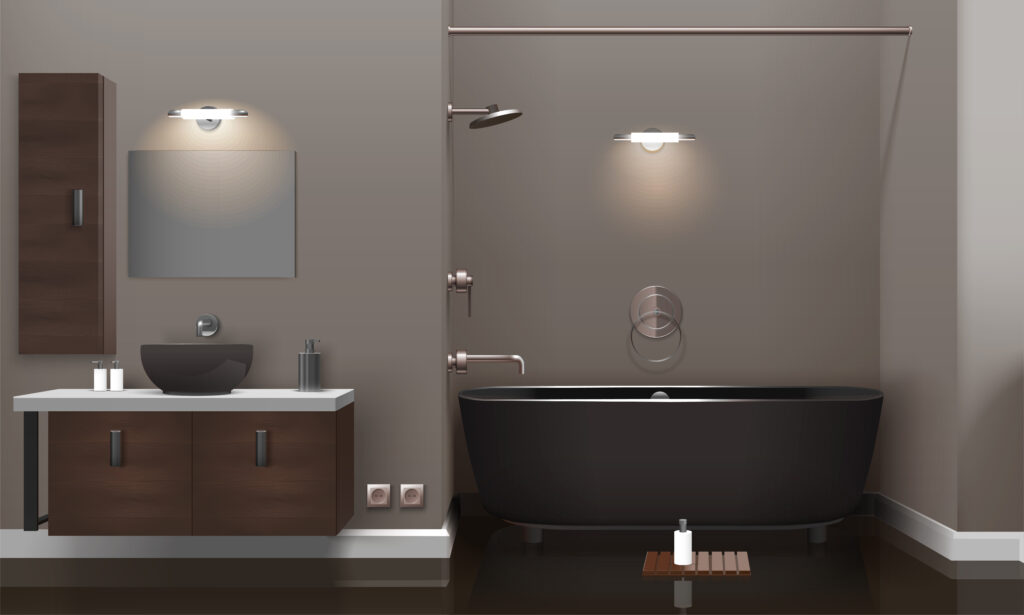 Products realistic bathroom interior design