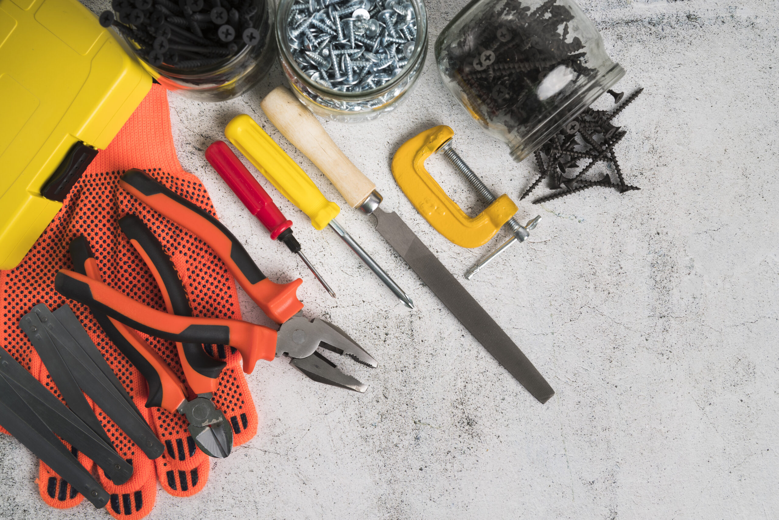 Home top view different types tools (1)