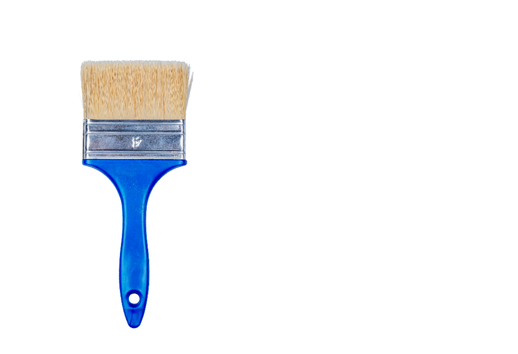 top view paint brush gray background with copy space